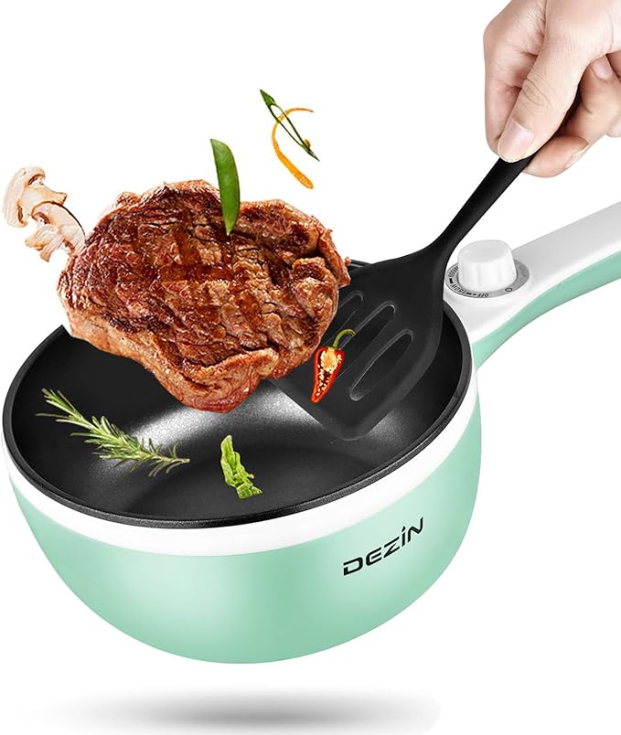 Dezin Hot Pot Electric Upgraded, Non-Stick Sauté Pan, Rapid Noodles Electric Pot