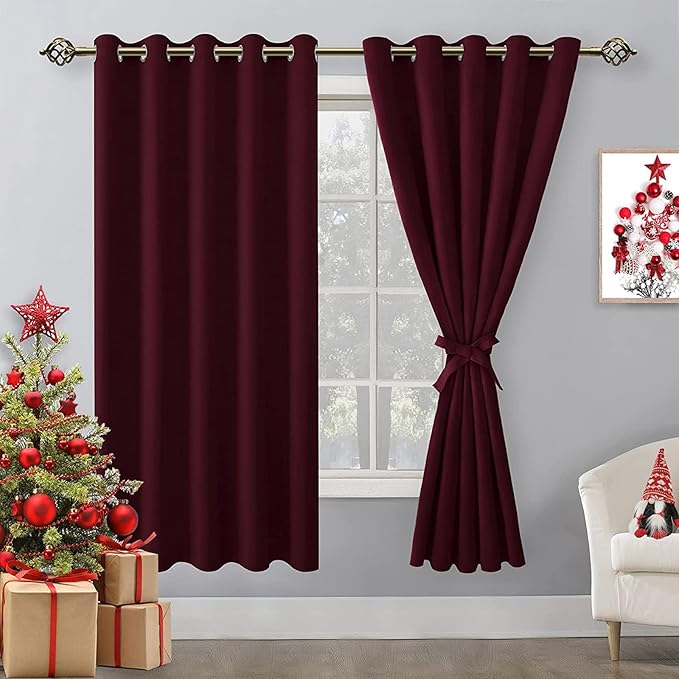 Hiasan Blackout Curtains for Bedroom, 60 x 63 Inches Length