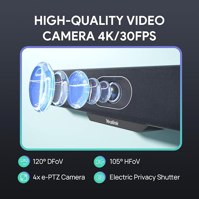 Yealink Video Conference Camera, 4K Webcam, 120° Ai Auto Framing, 8 Microphone