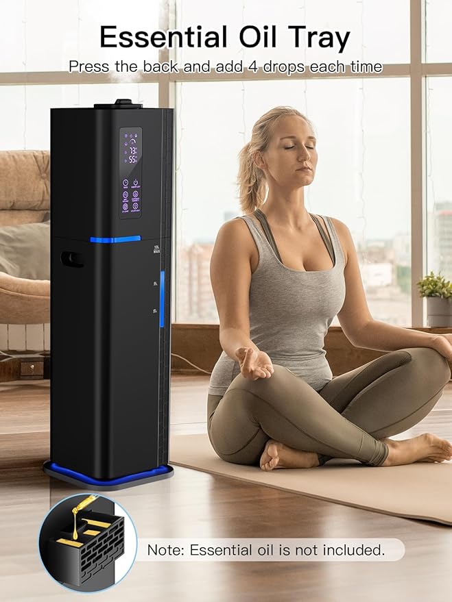 Zeova 10L/2.64Gal Humidifier, Top Fill Quiet Ultrasonic Cool Mist Humidifiers