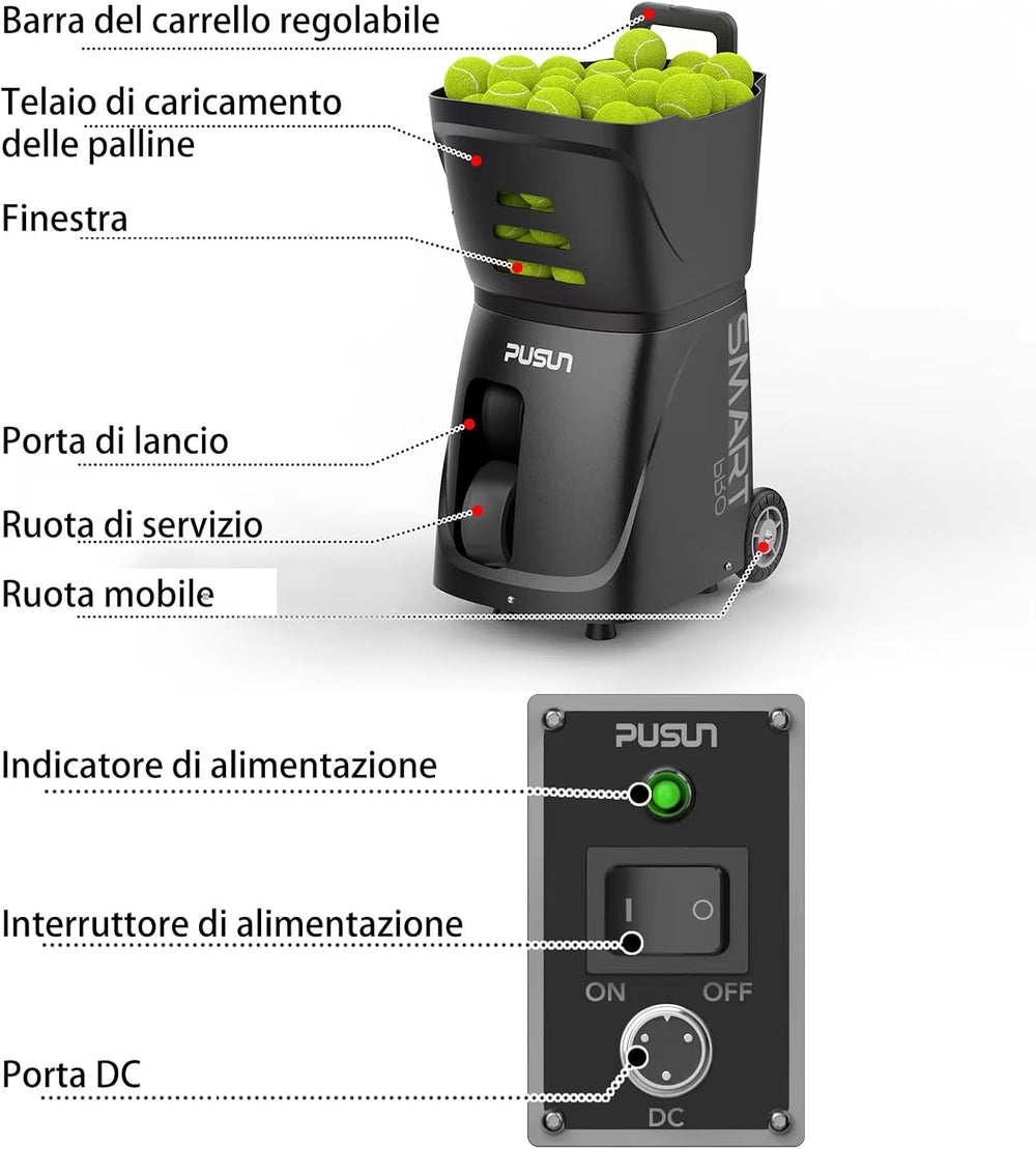 Smart Tennis Ball Machine - Auto Serve with APP/Remote/iWatch Control, 120km/...