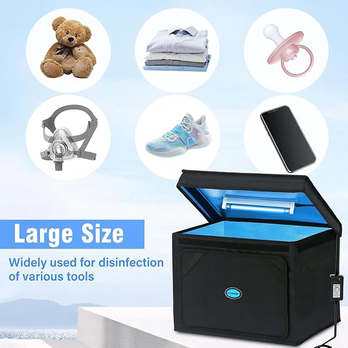 Large UVC Sanitizer Box with Ozone, Foldable Cleaner Bag with Timer, 36L/9.5gal