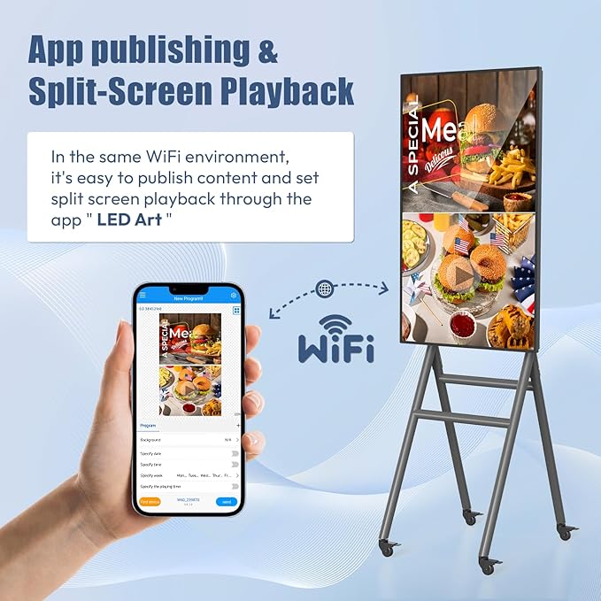 QIXZOCV MWE 43 Inch Mobile Digital Signage Display Kiosk