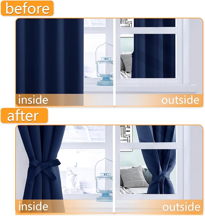 Hiasan Room Darkening Curtains for Bedroom, 60 x 72 Inches