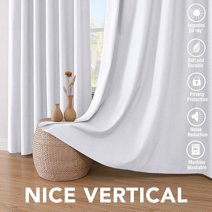 H.VERSAILTEX Linen Blackout Curtains 84 Inches Long 100% Blackout Thermal
