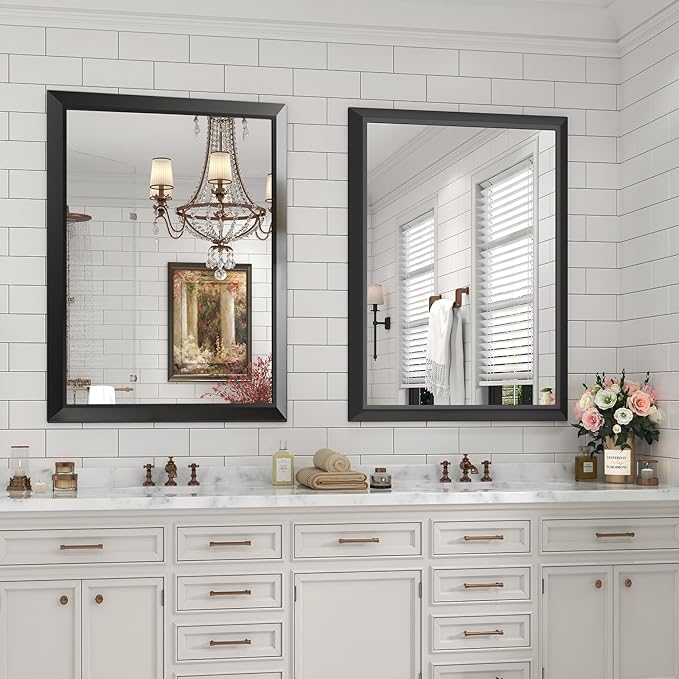 SMIROR Matte Black Bathroom Mirror