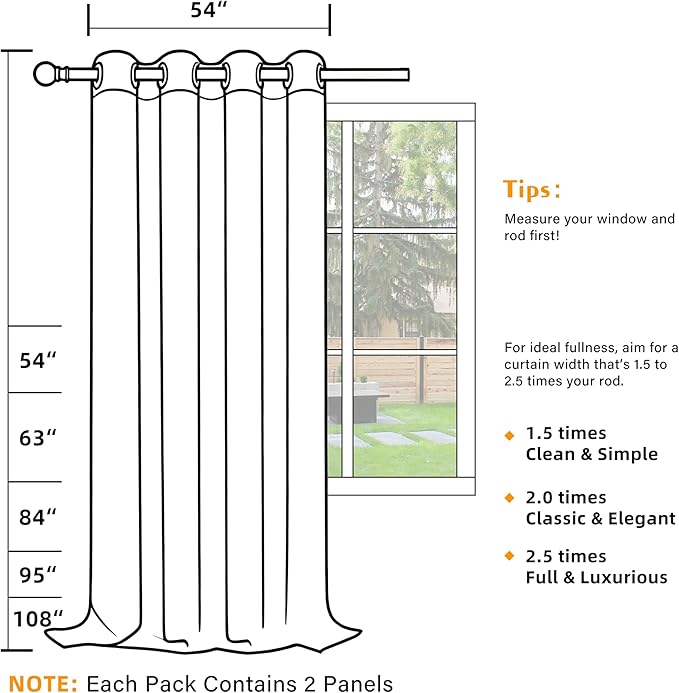 100% Blackout Curtains 54 Inch Length