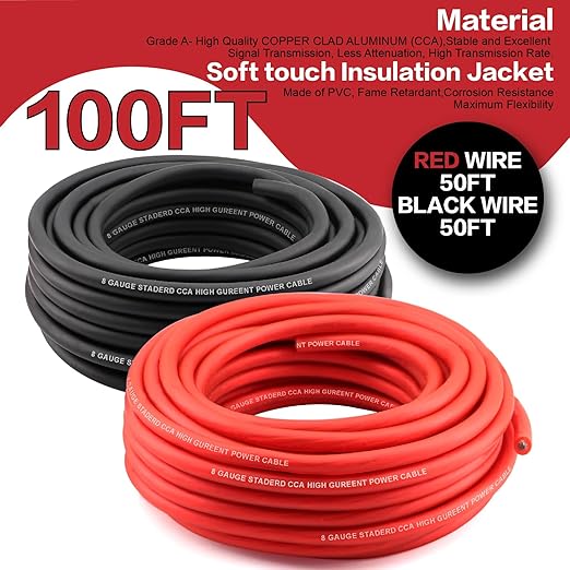 8 Gauge Wire Copper Clad Aluminum CCA (20PCS)