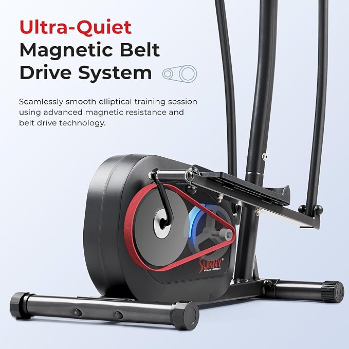 Sunny Health & Fitness Smart Upright Elliptical w/Pulse Sensor Built-in
