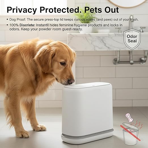 MUEE Dog Proof Trash Can, 3 Gallon Slim Bathroom Trash Can