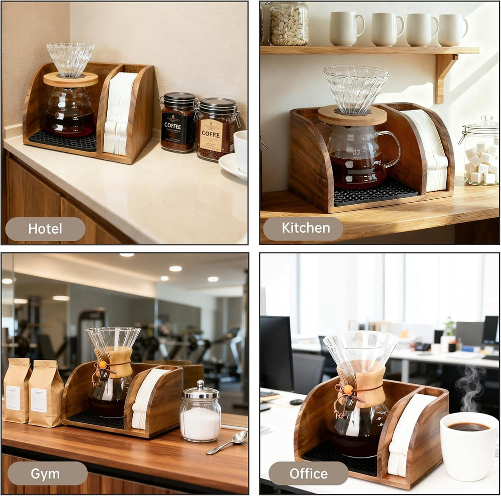 Acacia Coffee Caddy Station Organizer Stand for Chemex Pour Over Maker
