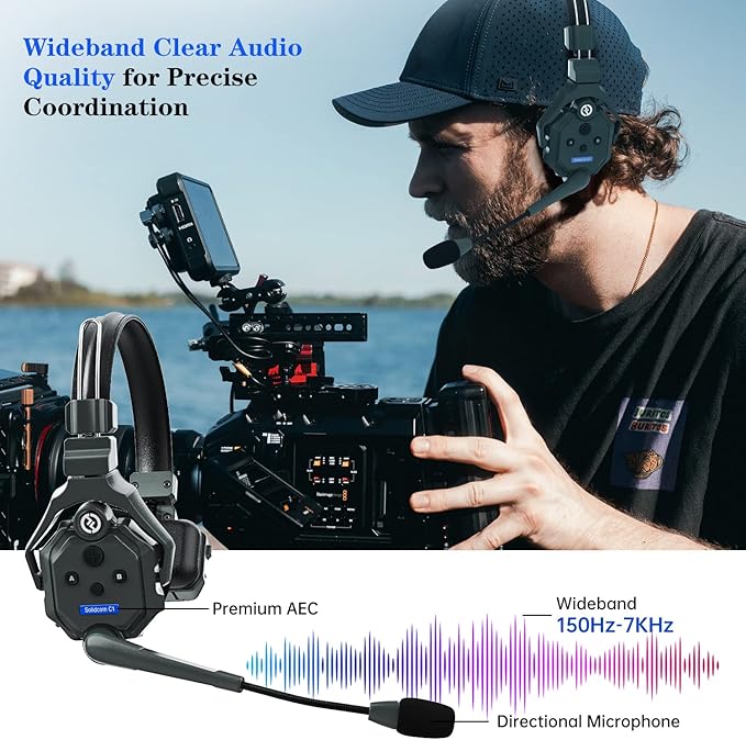 Hollyland Solidcom C1 Wireless Headset Intercom System 4-Person Full Duplex
