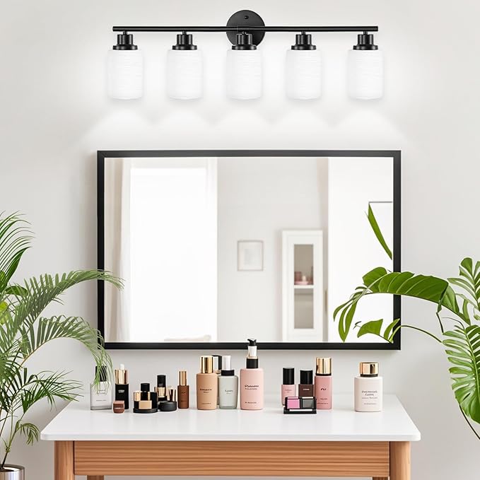 Guliaofo 5-Light Bathroom Light Fixtures, E26 Base Vanity Lights