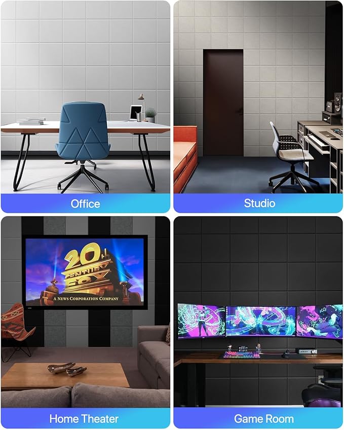 Acoustic Panels 18 Pack Square Soundproof Wall Panels Self-Adhesive, Acoustic