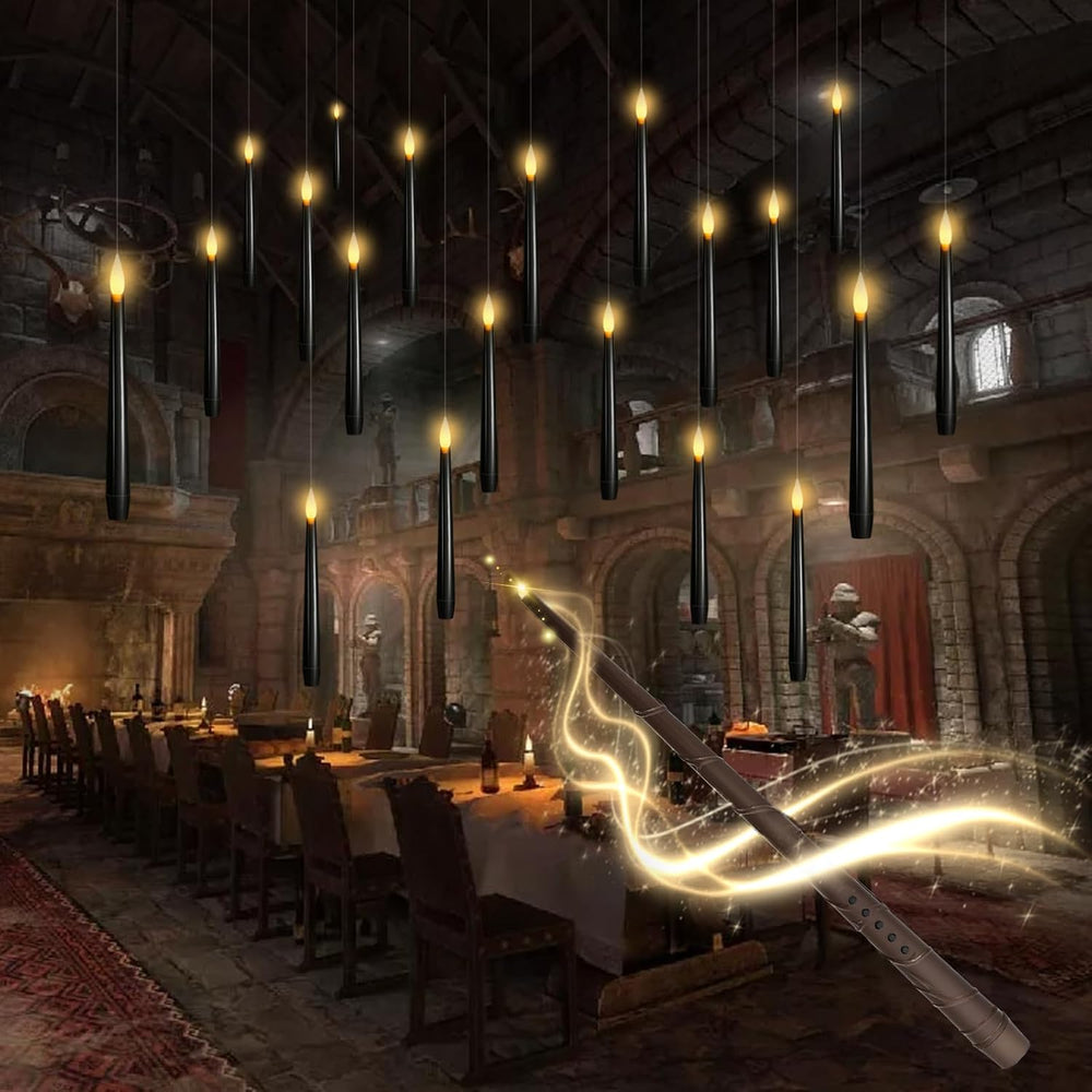 kakoya Flameless Floating Candles with Wand，20 Pcs Magic LED Hanging Taper Ca...
