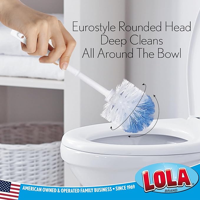 LOLA Classic Toilet Brush, 6 Pack, Durable Fiber Stiff Bristles, Compact Size