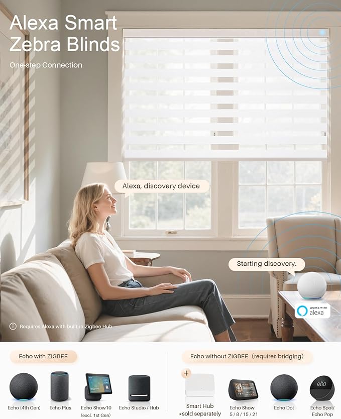 Smart Zebra Blinds for Windows, Alexa Motorized Blinds