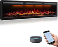 WiFi-Enabled Electric Fireplace Recessed & Wall Mounted, 60 Inch Slim Electric