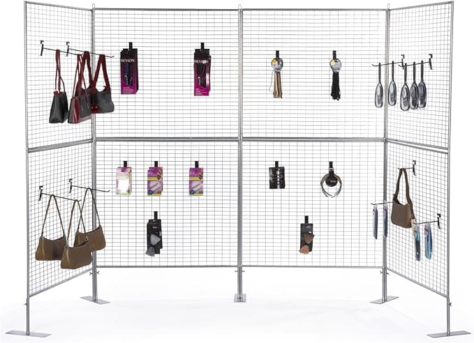 Displays2go Art Display Grids, Floor Standing, Double Sided, Metal Mesh Iron