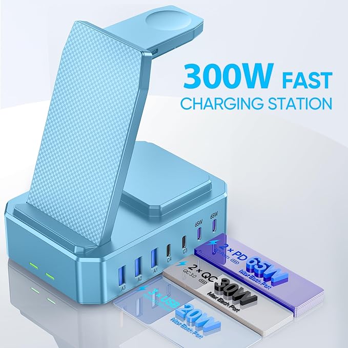 300W Charging Station for Multiple Devices Apple, Zutspzss 10 in 1 Wireless