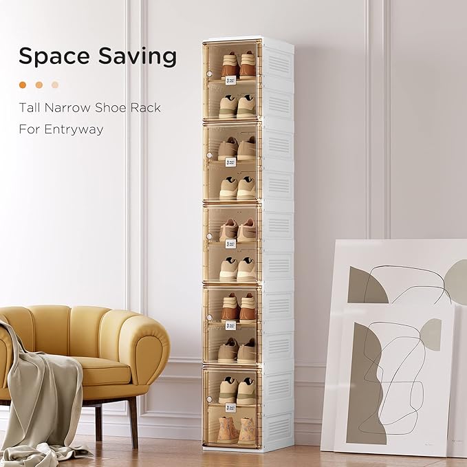 ANTBOX Shoe Organizer Storage Box, Portable Folding Shoe Rack