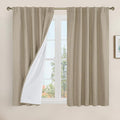 LAMIT Natural 100% Blackout Linen Curtains, 48 Inches Linen Textured Thermal