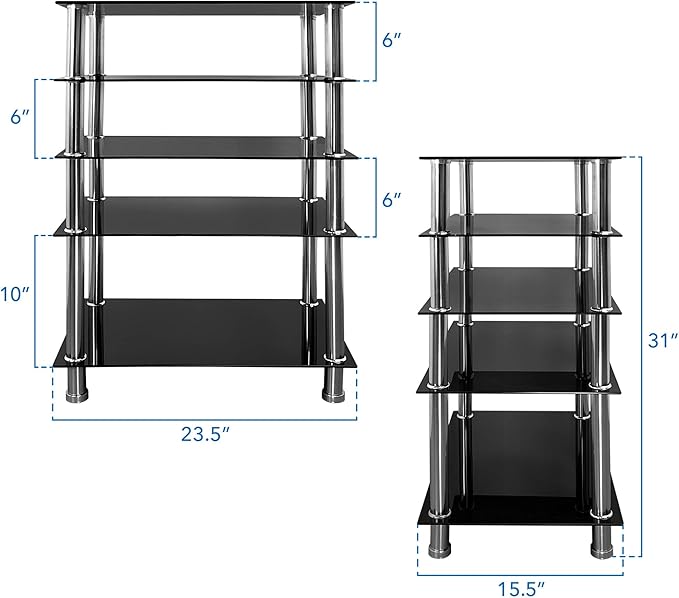Mount-It! Tempered Glass AV Component Media Stand, Audio Tower and Media Center