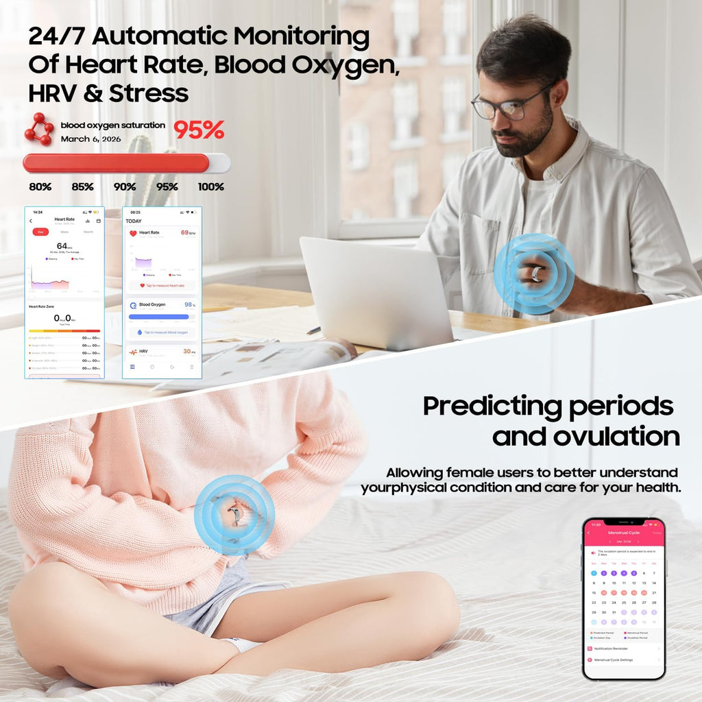 smart ring health tracker for women men, fitness on a desk or shelf