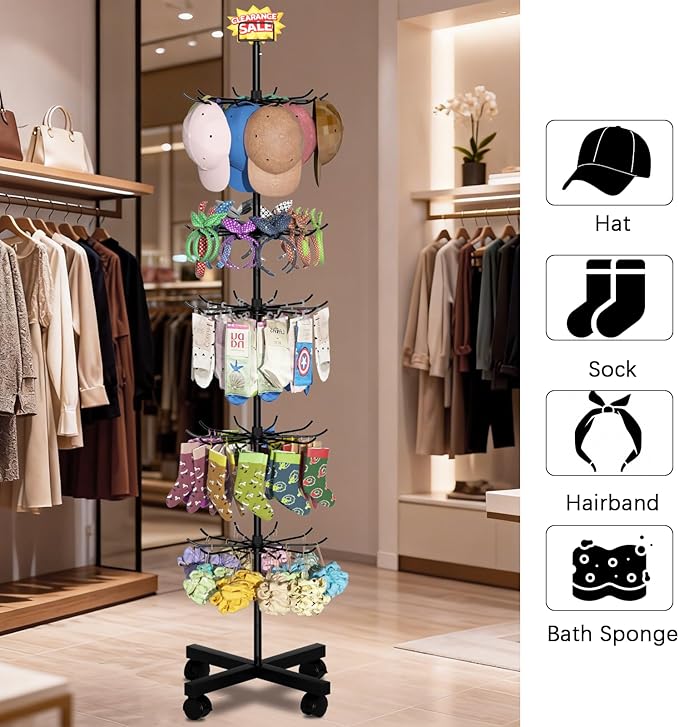 Exttlliy Retail Display Stand Store Display Rack 6 Tier Metal Spinning Display