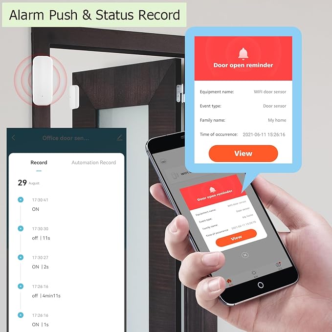 Smart Door Sensor: WiFi Door and Window Sensor, Wireless Design, Instant Alerts (3pack)