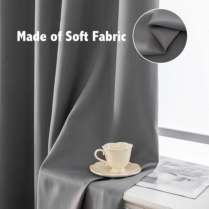 Anytime 100% Blackout Curtain 2 Panels Set, Thermal Insulated Window Drapes