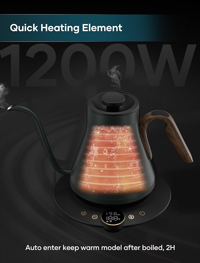 Gooseneck Electric Kettle with ±1℉ Temperature Control