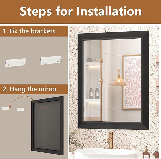SMIROR Matte Black Bathroom Mirror