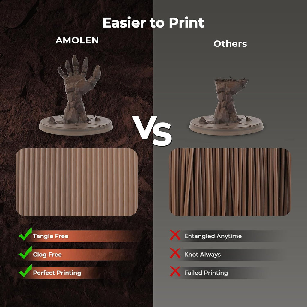 amolen pla 3d printer filament 1.75mm fossil gradient showing dimensions