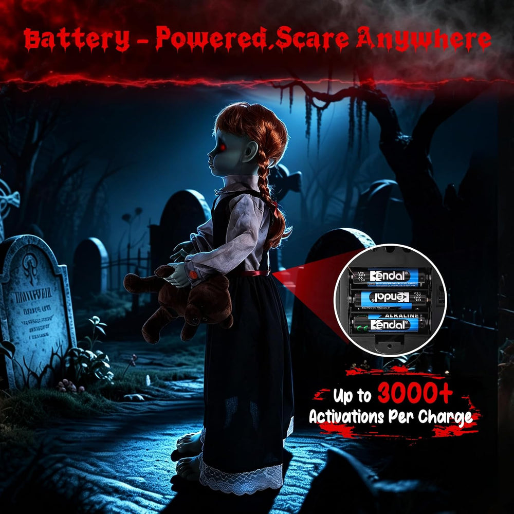 Quntis 35Inch Scary Halloween Animatronic Outdoor Decoration, Sound & Tou...