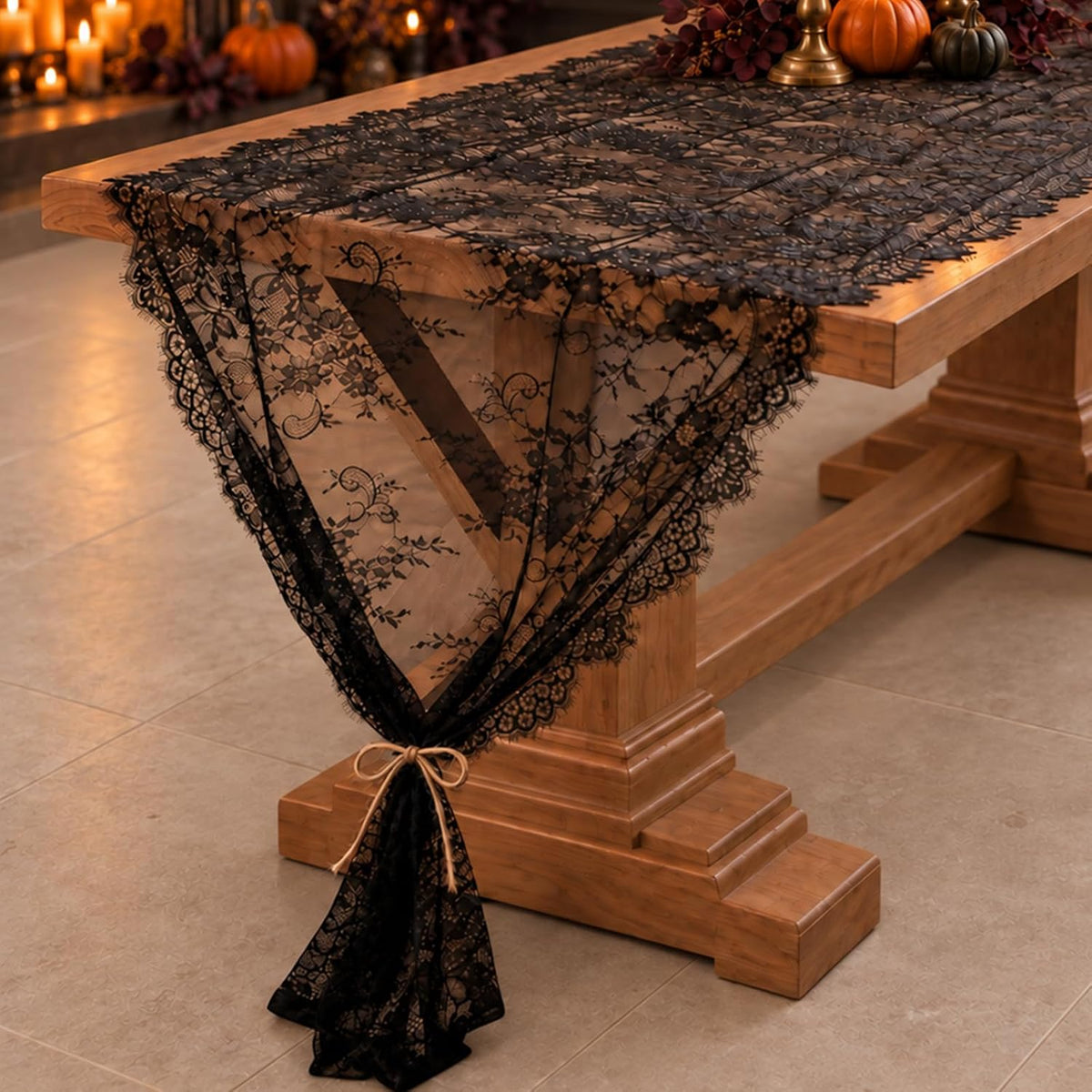 10 PCS Black Lace Table Runner 30x120 Inch Vintage Halloween Party Decor