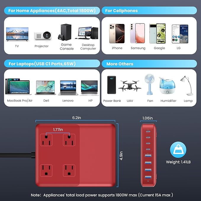 12-in-1 Charging Station USB C Power Strip