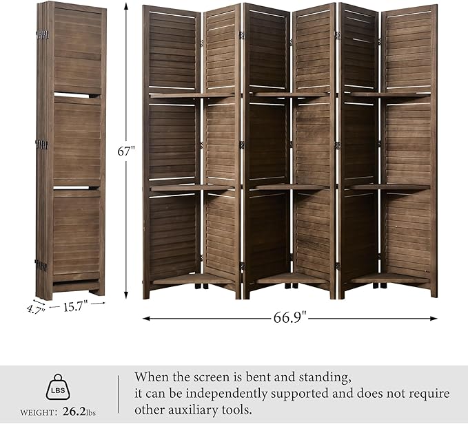 Partition Room Dividers, Folding Wood Privacy Screen