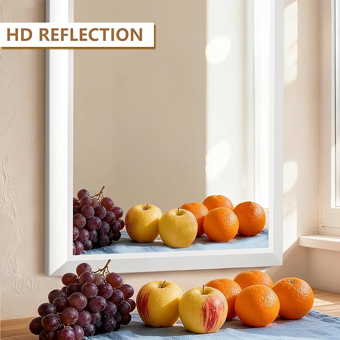 SMIROR Matte White Bathroom Mirror