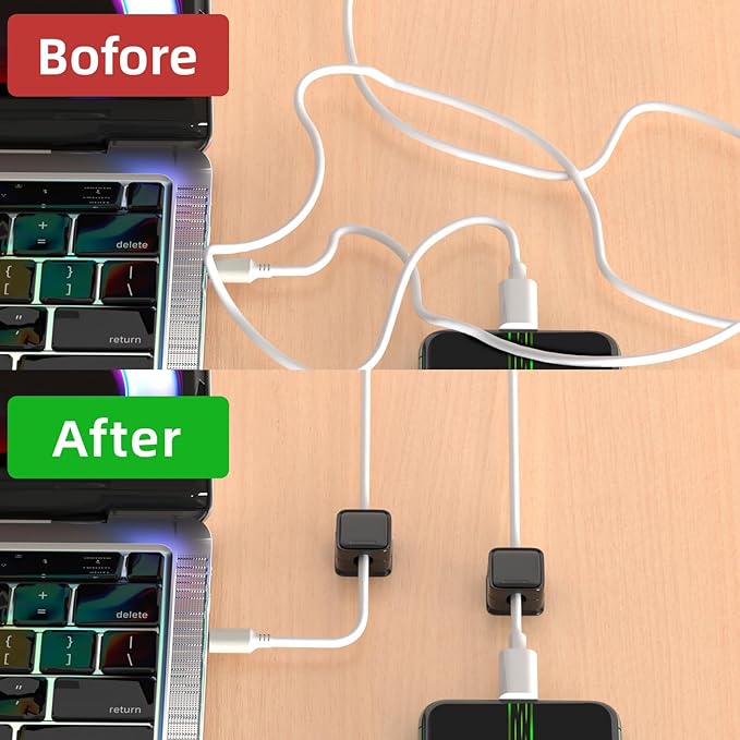18 Pack Magnetic Cord Organizer Holder, Strong Adhesive Desk Cable Management