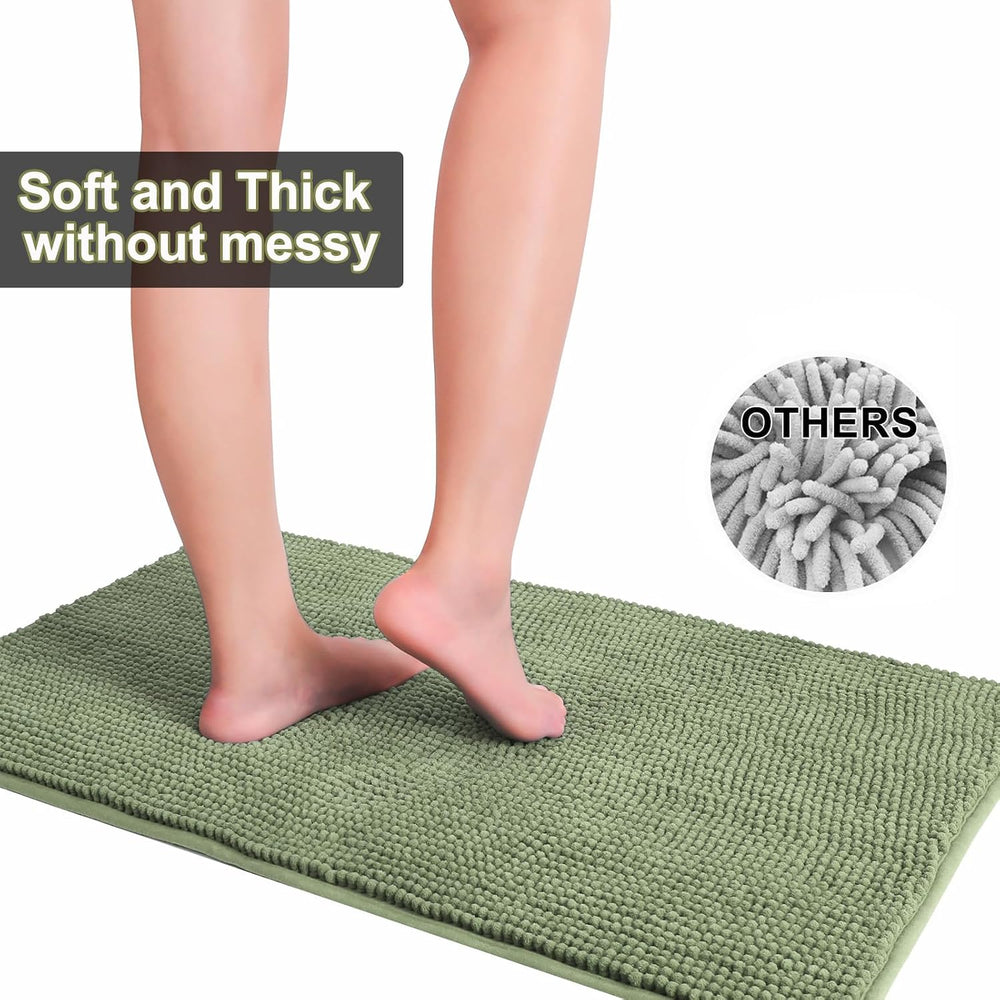 Urvoix Bathroom Rugs Sets 3 Piece, Non-Slip Chenille Bath Rug Set