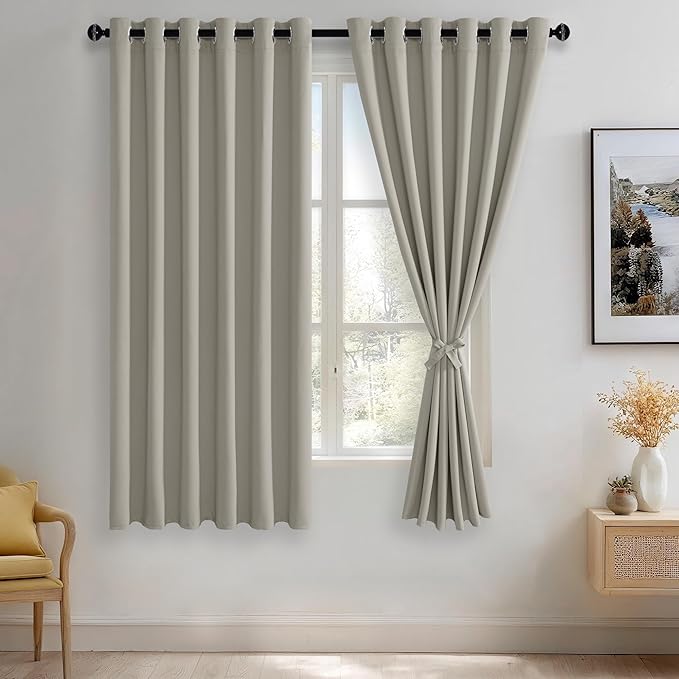 JIUZHEN Silver Grey Blackout Curtains