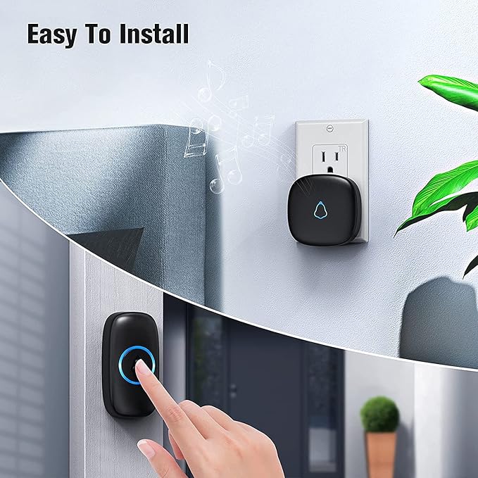 SECRUI Wireless Doorbell with 3Receivers 2 Push Buttons, Easy installation