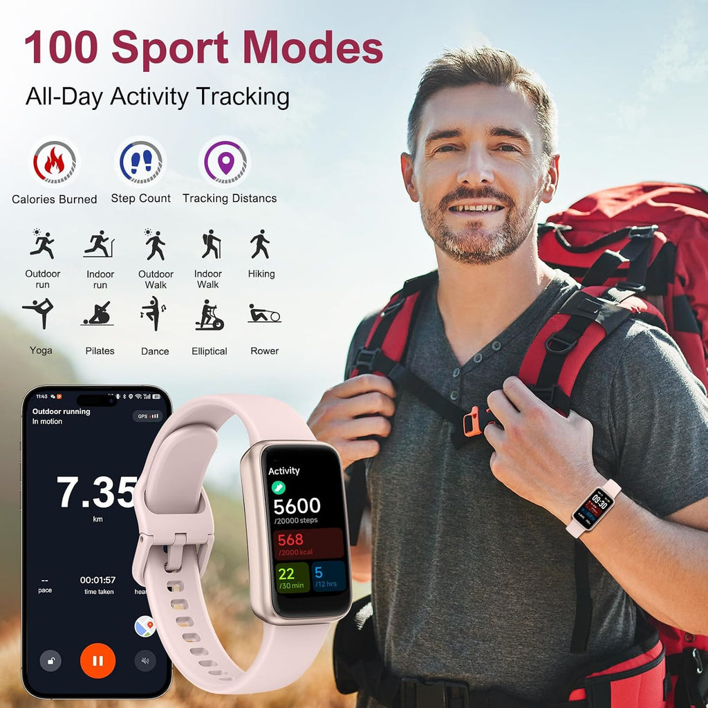 fitness tracker,smart watch with 24/7 heart rate blood, side view