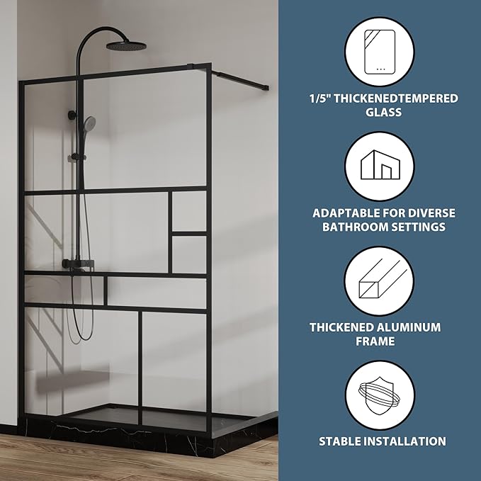 Goodyo 46 in. W x 72 in. H Bathroom Shower Glass Door Framed Tempered Clear (3-Pieces)