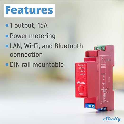 Shelly Pro 1PM | Wi-Fi & LAN, 1-Channel Smart Relay Switch