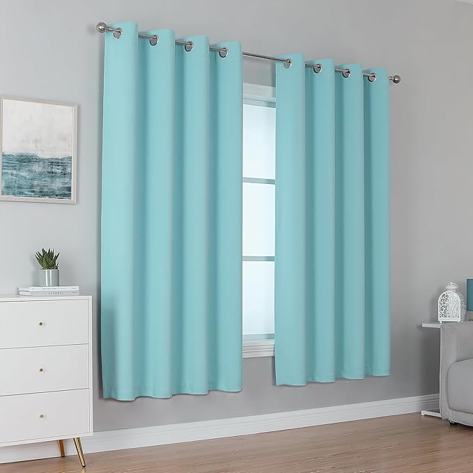 DUALIFE Aqua Curtains for Living Room Bedroom Light Blocking Window Curtains