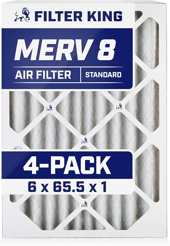 Filter King 6x65.5x1 Air Filter | 4-PACK | MERV 8 HVAC Pleated A/C Furnace