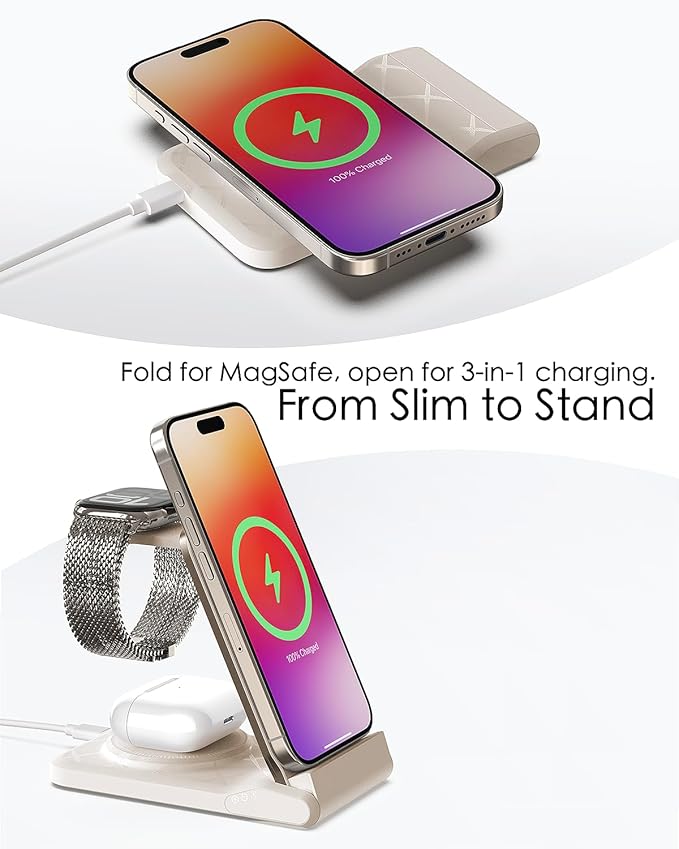 3 in 1 Charging Station for Multiple Devices, Travel Wireless Charging Station