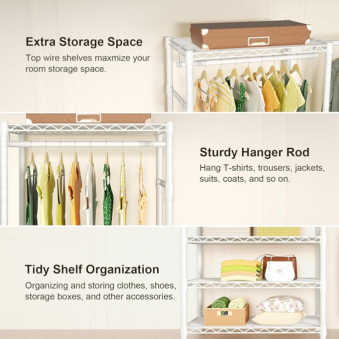 Ulif E1 Heavy Duty Closet Garment Rack, 6 Tiers Adjustable Metal Freestanding